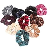 Jaciya 10 Pack Hair Elastics Scrunchies Velvet Scrunchy Bobbles Soft Elegant Elastic Hair Bands Hair Ties, 10 Colors (10 Pack)