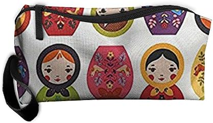 Fashion Russian Matryoshka Nesting Dolls Bright Canvas Travel Toiletry Organizer Pencil Case Hanging Householder Makeup Bag