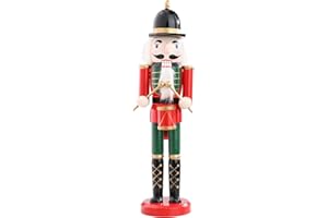 Vipush Christmas Wooden Nutcracker Soldier - 14 Inch Drummer Style Nutcracker Figure Ornament Desktop Nutcracker Ornament Xmas Puppet Decor Nutcracker Doll Pendant for Party Store Home