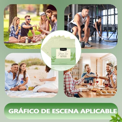 1000 piezas de papel de arroz facial. papel absorbente de grasa facial. papelitos absorbentes de brillo facial. Elimina el brillo del aceite, el papel es suave, adecuado para aceite facial (Té verde)