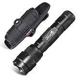 UltraFire WF-502B Single Mode 1000 Lumen Mini Tactical Led Flashlight Torch, and Duty Belt Flashlight Holster Holder with 360 Degrees Rotatable Clip