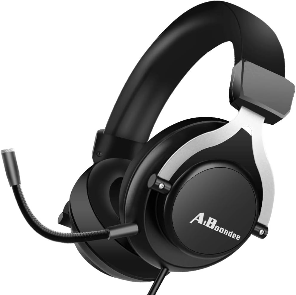 PC Gaming Headset 3.5mm Audio Stereo Sound PS4 Gaming Headphone for Mac Latop Nintendo Switch Games,50mm Driver Noise-Isolation Microphone Gamer Headset (Black)