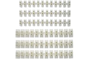 XINGYHENG 6Pcs 30A 60A 12 Position Double Row Screw Terminal Block Nylon Terminal Barrier Block Connector for All Wide Use(White)
