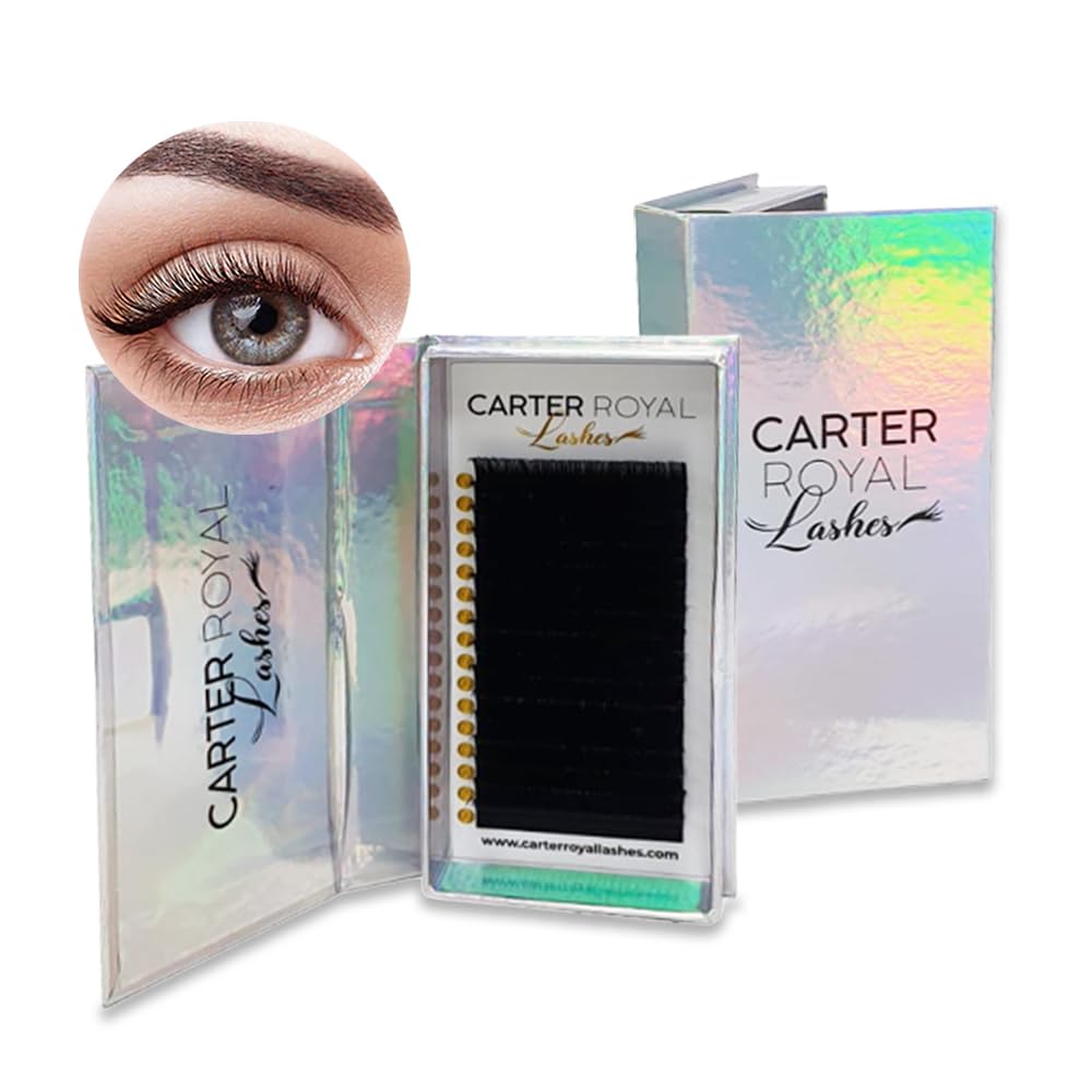 Carter Royal Russian Volume Silk Lashes Individual Eyelash Extensions Ultra-lightweight With Superior Curl Retention Easy Fan Lashes Curl Eyelashes 16 Rows - C Curl 0.07 (12mm)
