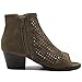 Ollio Women Shoe Suede Zip up Cutout Ankle High Heel Bootie