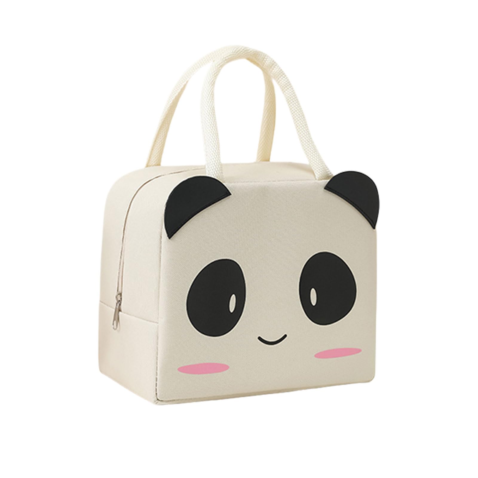 Elionless Insulated Lunch Bag, Portable Thermal Lunch Bags Cooler Bag Lunch Box Organizer Tote Bag for Women Adults Kids Girls Work School Picnic Camping Travel (Beige Panda)