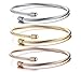 Keklle Jewelry Fashion Stainless Steel Triple Three Stackable Cable Wire Twisted Cuff Bangle Bracelets Set for Women