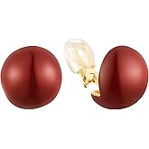 HAISWET Red Enamel Ball Big Earrings Fake Earrings for Women Stud Earrings Non-piercing Clip on Earrings