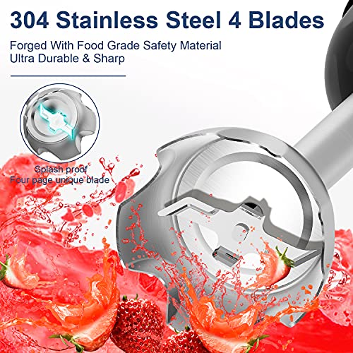 Wancle Immersion Hand Blender Set Stick Blender 16Speed 4in1 With
