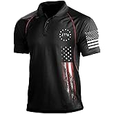 HARGLESMAN Men's 1776 Independence Day American Flag Short Sleeve Polo Golft Shirt(S-3XL)