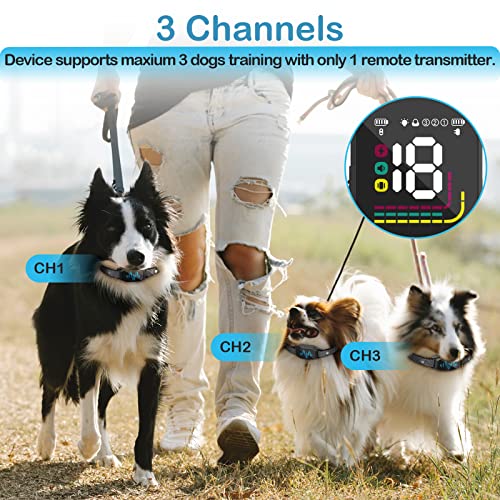 Dog Shock Collar, Bark Collar for Large Dog with 4 Training Modes Beep,Vibration,Electric Shock,Dog Finder,Rechargeable IP67 Waterproof E-Collar with Remote 2500FT for All Breeds, Sizes