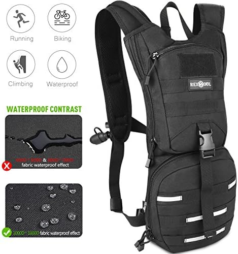 Rexsoul Hydration Backpack Tactical Pack 1000 D with 2.5 L Water Bladder Leak-Proof BPA Free with Reflective Strips Design for Outdoor Hiking | Running | Biking | Climbing | Walking | Cycling |Skiing