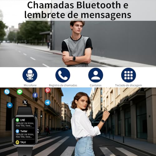 PEJE Smartwatch HXW06,Tela TFT HD de 1,83" Ecrã tátil e Ai,Feminino e Masculino,123 Esportes,IP68 à rova d'água, Chamada Bluetooth, Compatível com Android iOS （Pulseira em aço dourado）