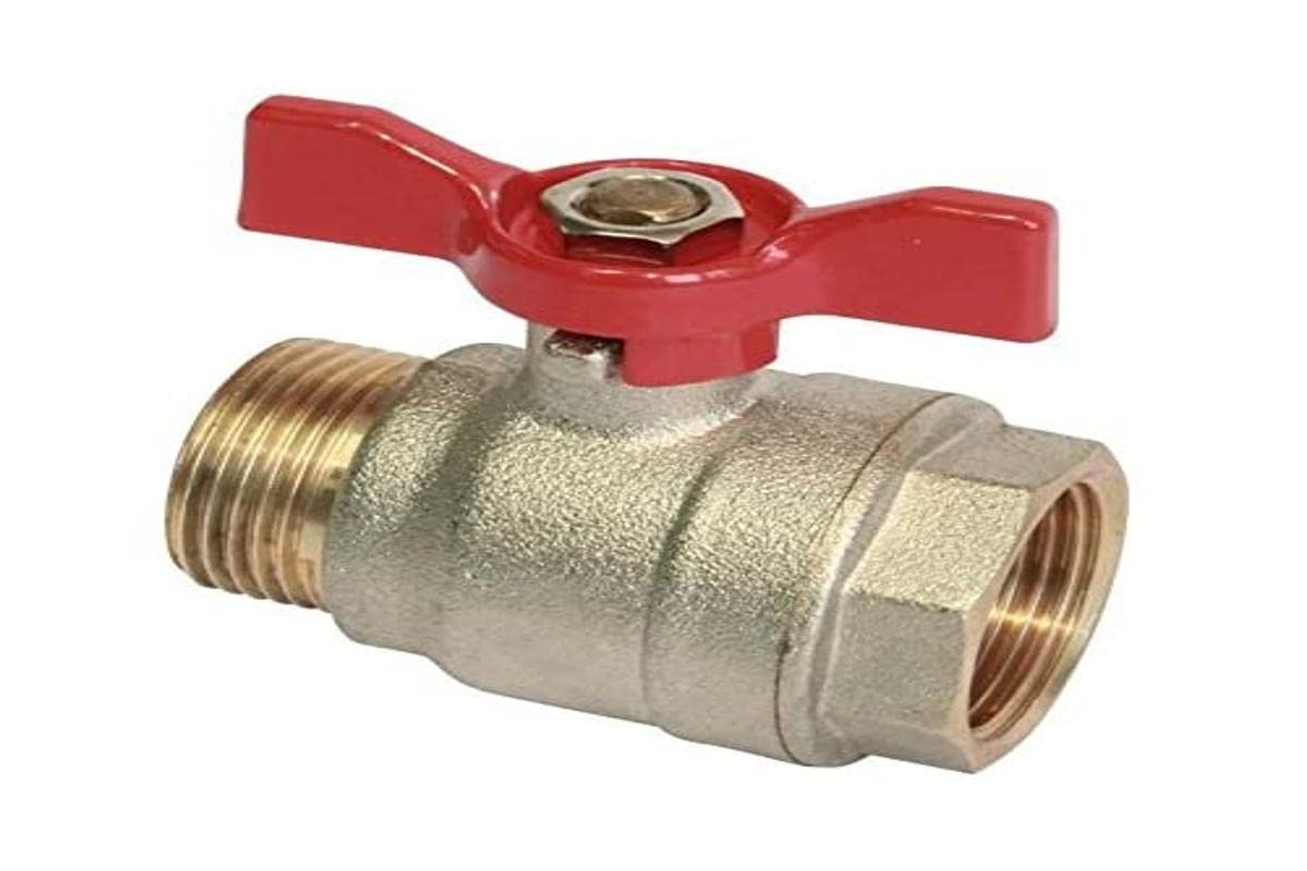 SOMATHERM FOR YOU, 12/17 Male/Female Ball Valve with Butterfly Lever, Full Passage, Reinforced Sealing, Optimal Flow, Brass Body, Pressure 30 bar, 5 Year Warranty