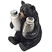 Decorative Black Bear Glass Salt and Pepper Shaker Set with Holder Figurine Sculpture for Rustic Lodge and Cabin Kitchen Table Decor Centerpieces & Spice Rack Decorations or Teddy Bear Gifts