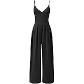 ANRABESS Women V Neck Spaghetti Strap Wide Leg Dressy Jumpsuits 2026 Summer Casual One Piece Jumper Romper Outfits & Pockets