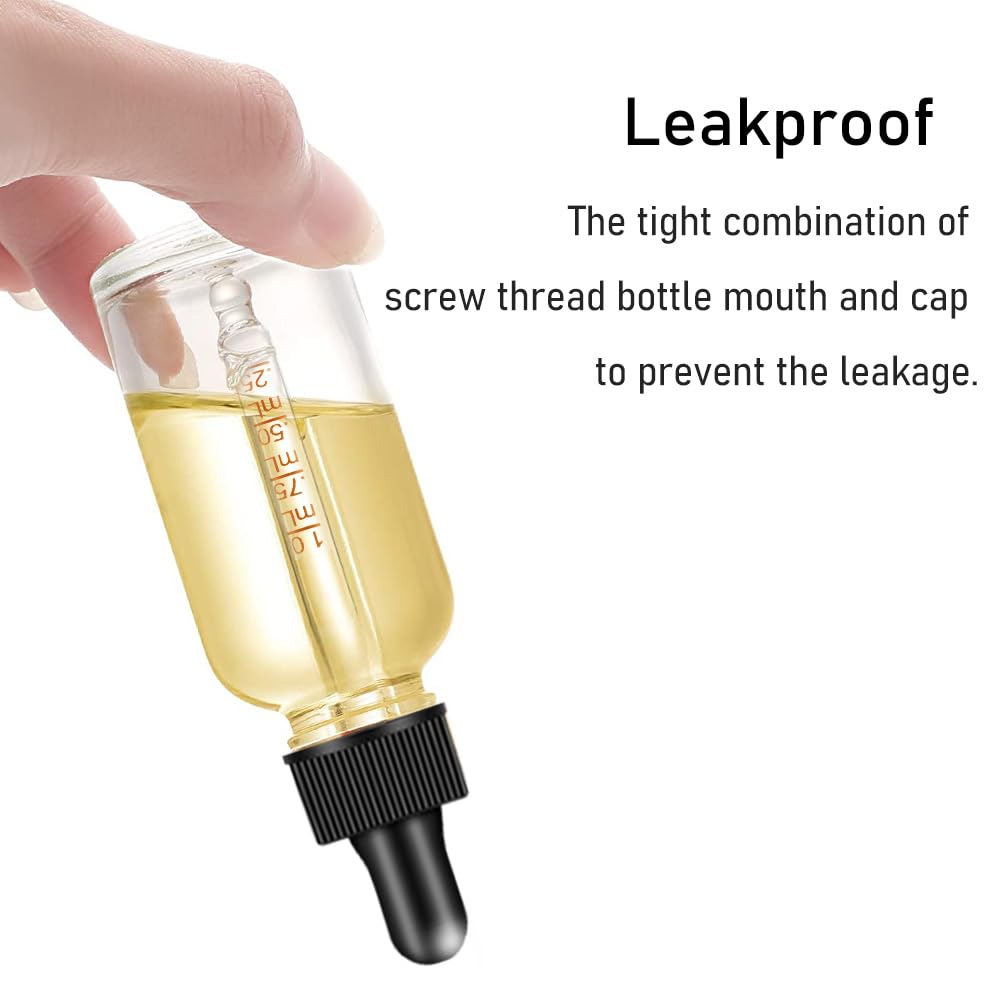 Bumobum 2 pack Dropper Bottle 2 oz, Clear Glass Eye Dropper Bottles for Essential Oils with Labels and Funnel, Leakproof Tincture Bottles with Measured dropper