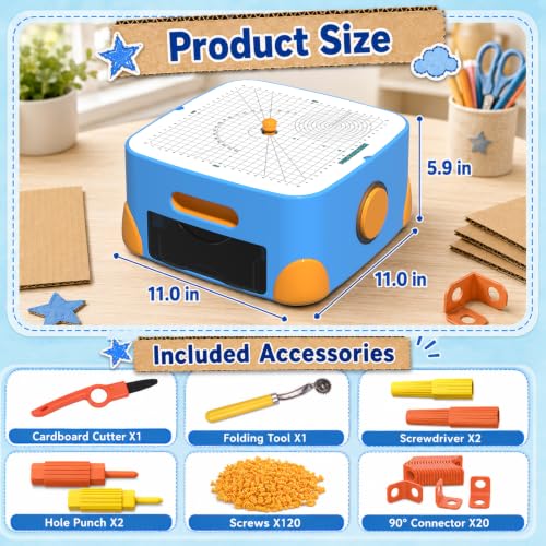 Graceduck Safe Cardboard Cutter for Kids Creative Arts & Crafts,STEM Toy for 5+ Boys and Girls for Kids for Boys GirlsCreative Building Toy for Boxes, School Projects Blue