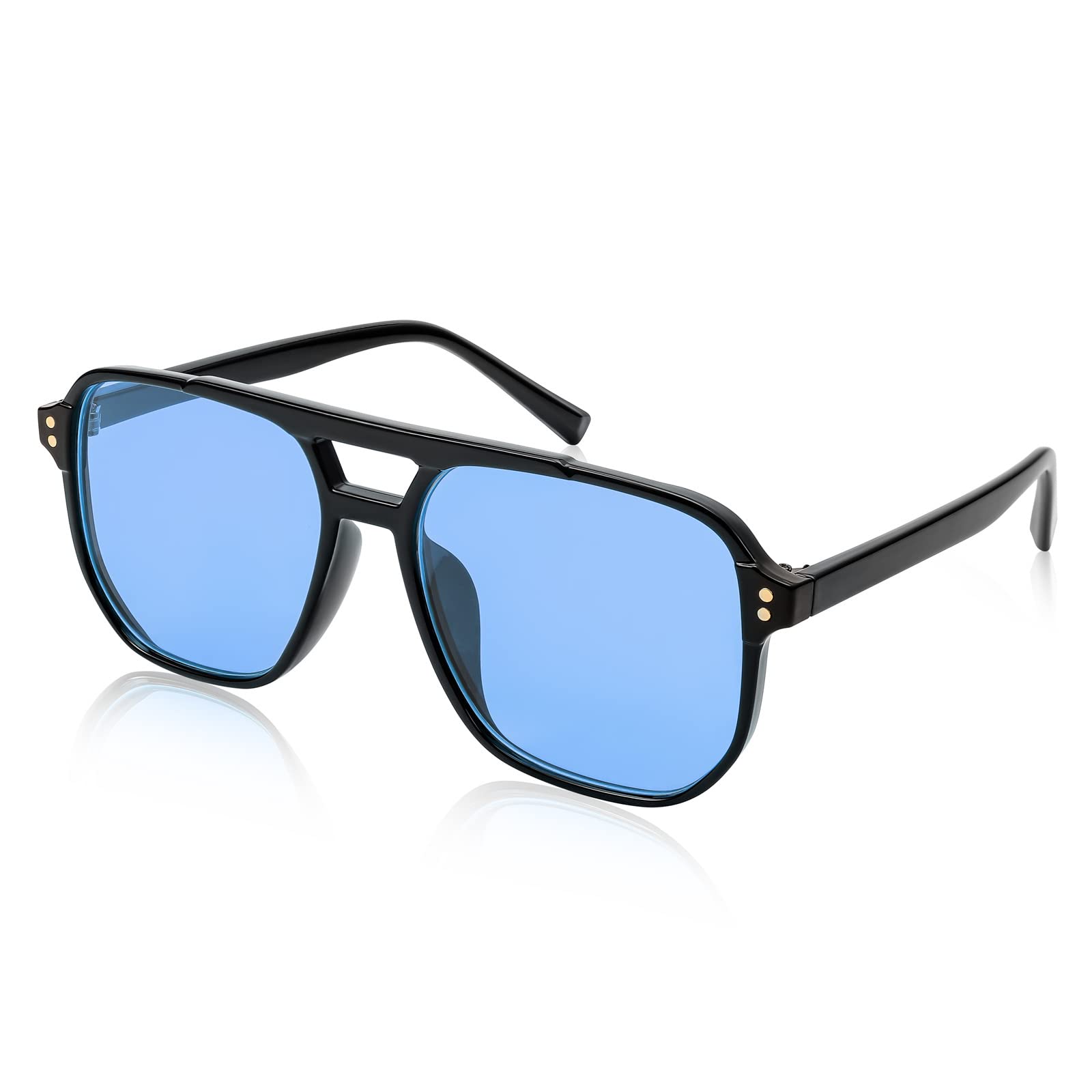 Photo 1 of FEISEDY Retro Square Aviator Sunglasses Women Men 70s Vintage Trendy Plastic Frame Sun Glasses B2835
