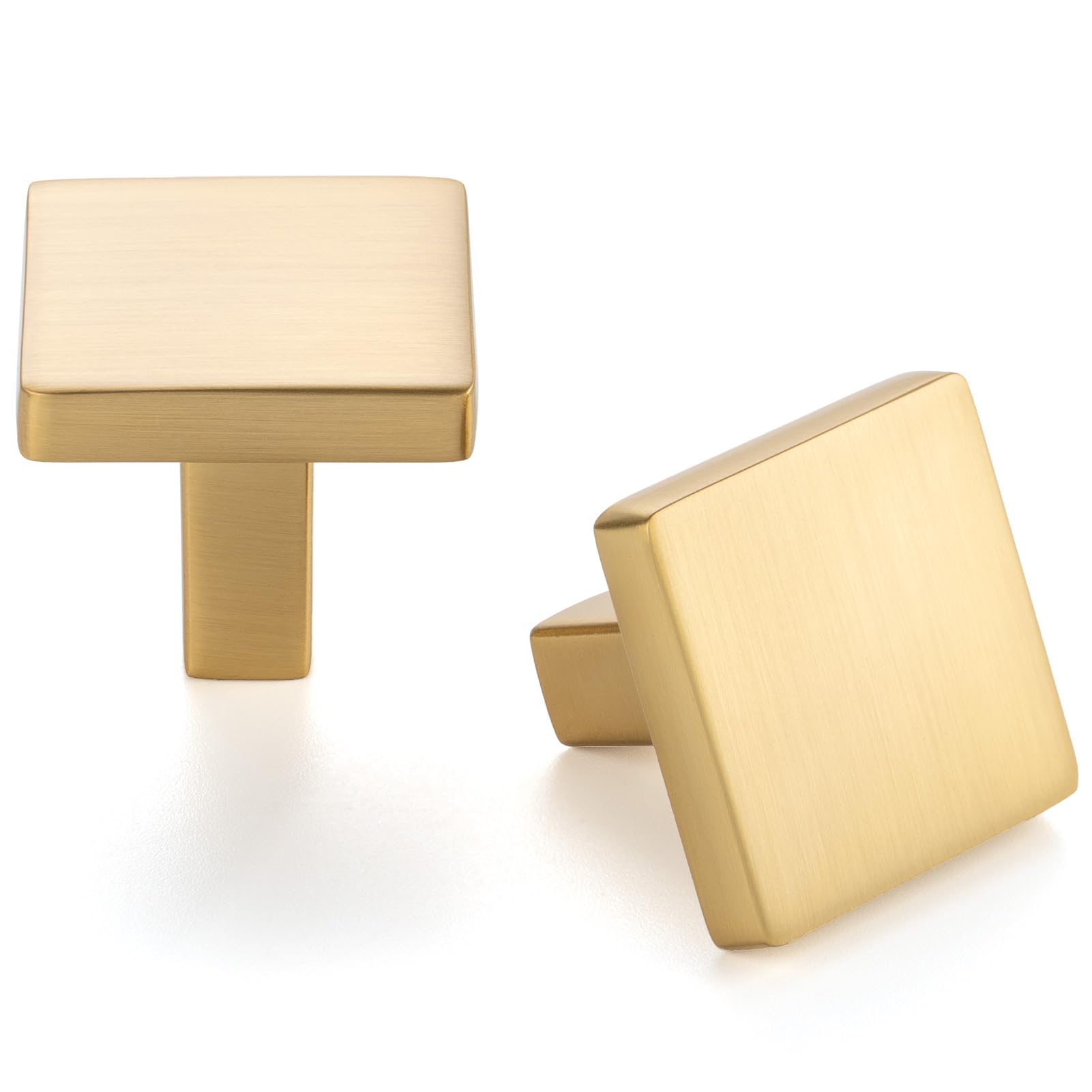 Photo 1 of ASKANO 10 Pack 1-1/8 Inch, Square Brushed Gold Cabinet Knobs Gold Drawer Knobs Gold Cabinet Pulls, ZK2401 Solid Kitchen Hardware for Cabinets Drawers Bedroom Dresser Bathroom Vanity Cupboard
