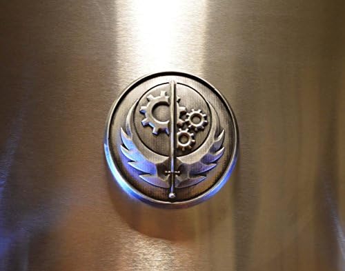 New! "Stainless Steel" look Special Edition! Inspired by Fallout 4 game , Fallout Brotherhood of Steel Emblem\Logo Refrigerator Magnet Silver/Black XXXL