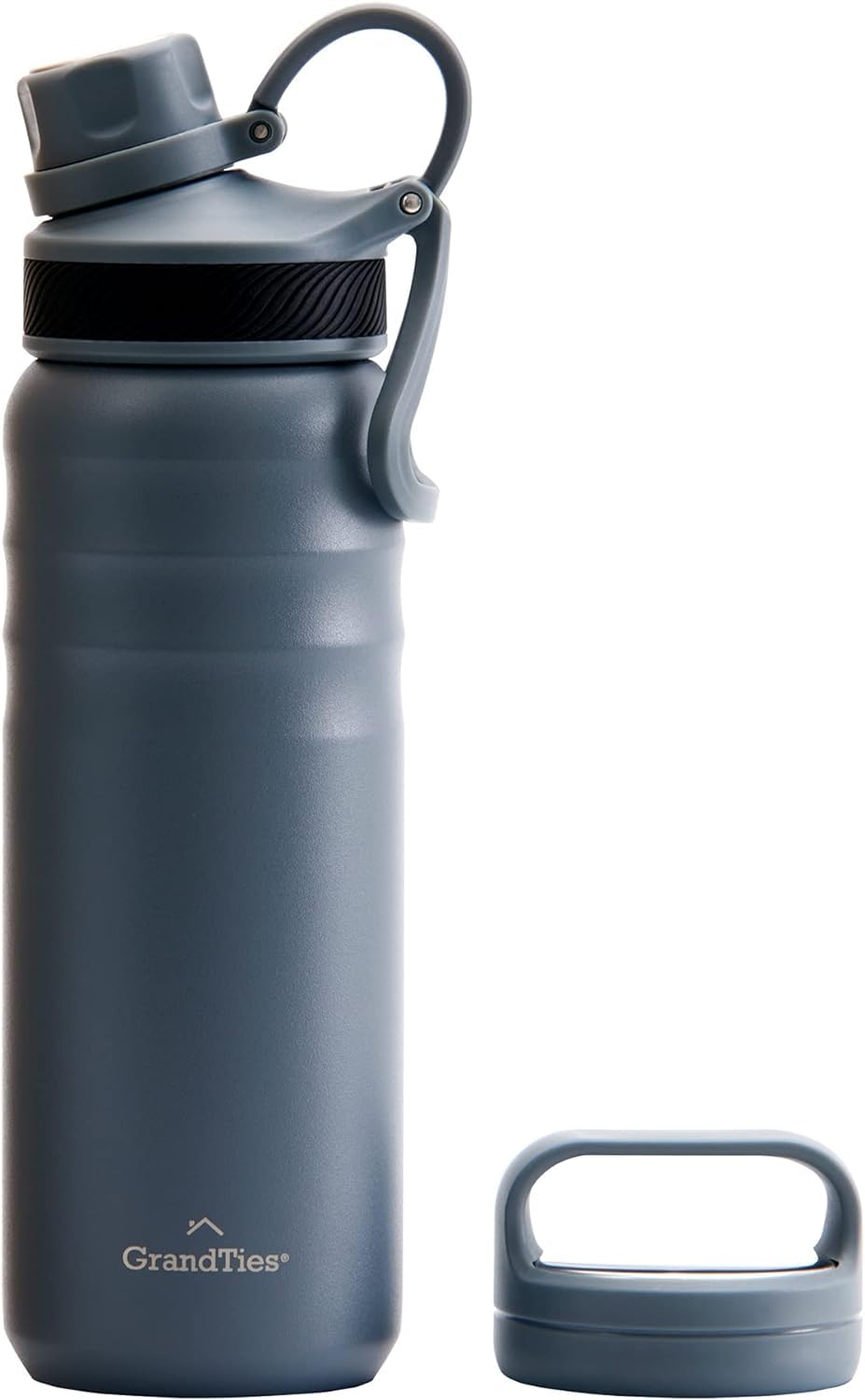 Photo 1 of GRANDTIES 2 Lids Sports Stainless Steel Water Bottles – Wide Mouth Vacuum Insulated Reusable Leak Proof BPA-Free Travel Metal Canteen, Thermal Bottles for Men Women Gym (Stone Gray 24 oz)