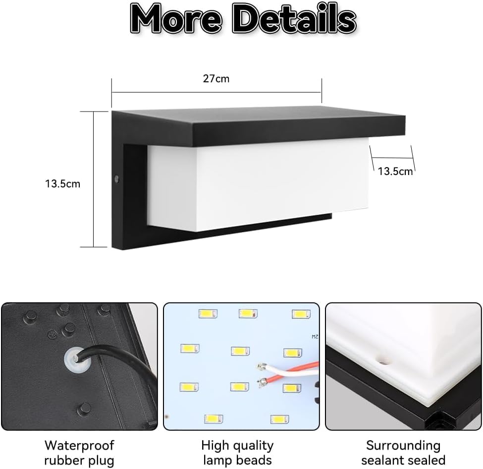 CHENBEN Outdoor Wall Light, 3000 K 18 W Outdoor Light, IP65 Waterproof Outdoor Lamp, Aluminium LED Outdoor Light for Garden, Terrace, Porch, Patio, Garage