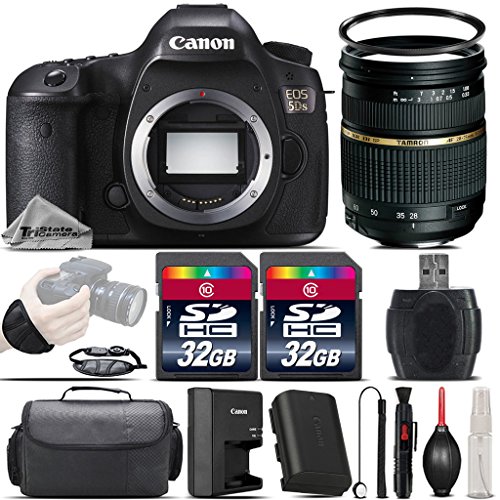 Canon EOS 5DS DSLR 50.6MP Full-Frame CMOS Camera + Tamron 28-75mm f/ 2.8 XR Lens + 64GB Storage + Wrist Grip Strap + Case + UV Filter + Card Reader + Air Cleaner - International Version