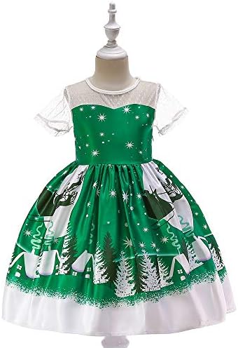 Toddler Kids Baby Girls Christmas Dress Cartoon Santa Print Princess Dress Outfits Clothes