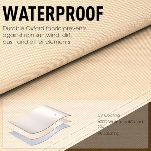 Dsocool 600D Patio Furniture Covers, 100% Waterproof Patio Table Cover, Heavy Duty Oxford Cloth Outdoor Table Cover, with Handles, Vents and Buckles, UV-Resistant (350×260×90cm)