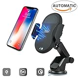 Car Wirless Charger，Wireless Charger Automatic Induction Dashboard Suction Mount 7.5W for Samsung Galaxy for iPhone X 8/8 Plus Samsung Galaxy S8, S7,S6/S7 Edge, Note 8 5 & Qi Enabled Devices (Black)
