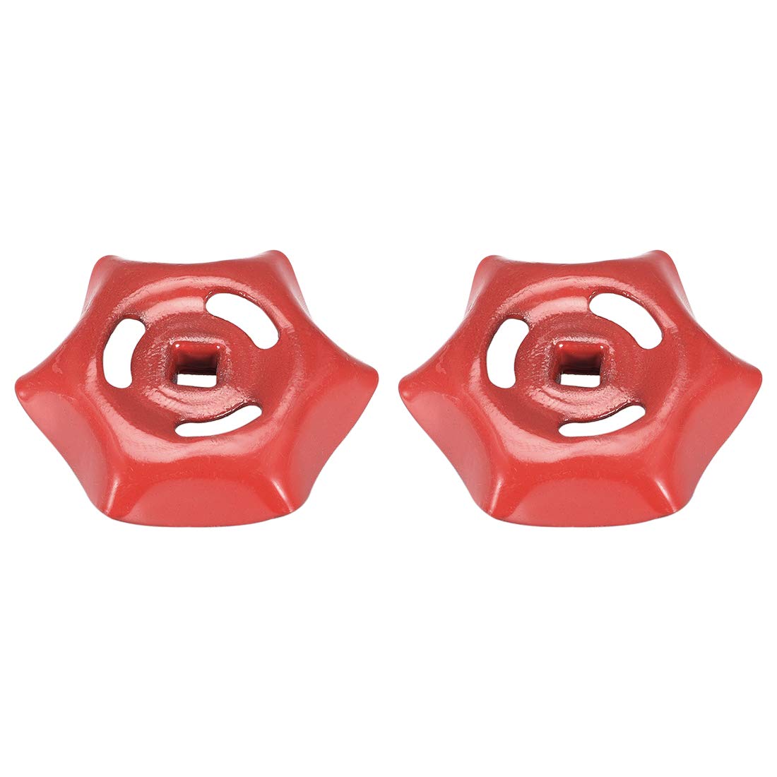 sourcing map Metal Outside Faucet Round Wheel Handle, Square Broach 6x6mm, Wheel OD 56mm Paint Iron Red 2Pcs