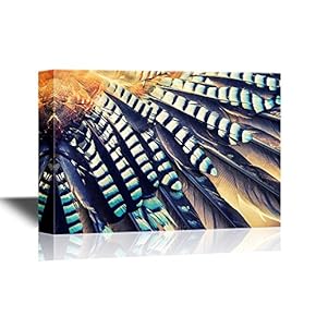 Canvas Wall Art - Colorful Feather - Gallery Wrap Modern Home Art | Ready to Hang - 12x18 inches