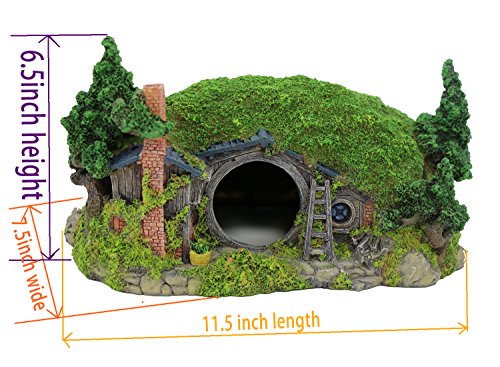 Coospider Hobbit Miniature Landscape Hillside Fairy Hole house Manor Decor Ideas for Aquariums Reptile Box Shelter Ornament 11" L x 8”W x 6.5" H