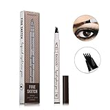 RAPIDBROW Tattoo Eyebrow Pen with Four Tips Long-lasting Waterproof Brow Gel for Eyes Makeup (#2 Brown)