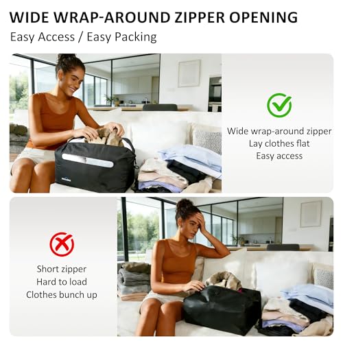 UOEPOWA Vacuum Bags for Travel with Wireless Pump, 180° Open Zipper, IPX8 Waterproof Durable, See-Through Window, 33L Recycled Space Saver Compression Bags for Backpack, Suitcase, Home Storage, 1-Pack