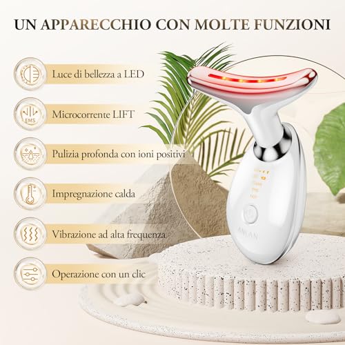ANLAN Anti-Wrinkle Beauty Device, 45 °C Hot Compress Light Therapy EMS Face Massager Neck Lifting Firming for Face Toning, 5 Minute Off Timer