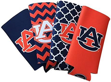 Auburn Tigers AU 4-Pack Multi Color Sublimated Neoprene Slim Beverage Energy Insulated Can Hugger Cooler