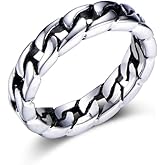 Xusamss Hip Hop Stainless Steel Cuban Chain Band Ring