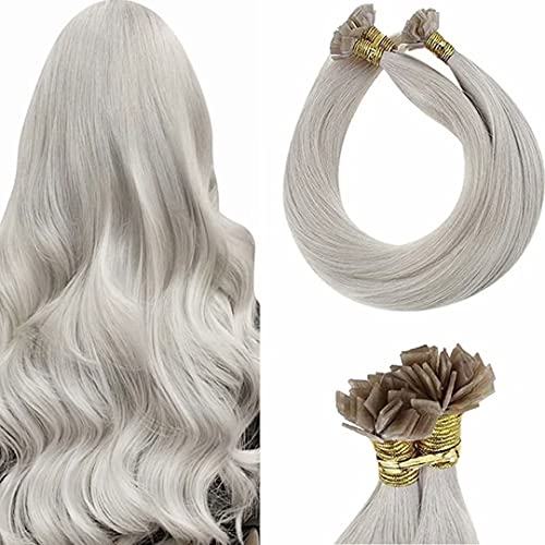 LaaVoo Pre Bonded Flat Tip Remy Hair Extensions 1g Platinum Blonde #60 Brazilian Hair Natural Keratin Fusion Hair Extensions Blonde 50g/50s 16'' — image 1