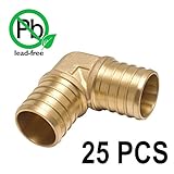 PEX 1/2 Barbed 90 Elbows - Crimp Fittings 25 pcs/Brass / 0.5