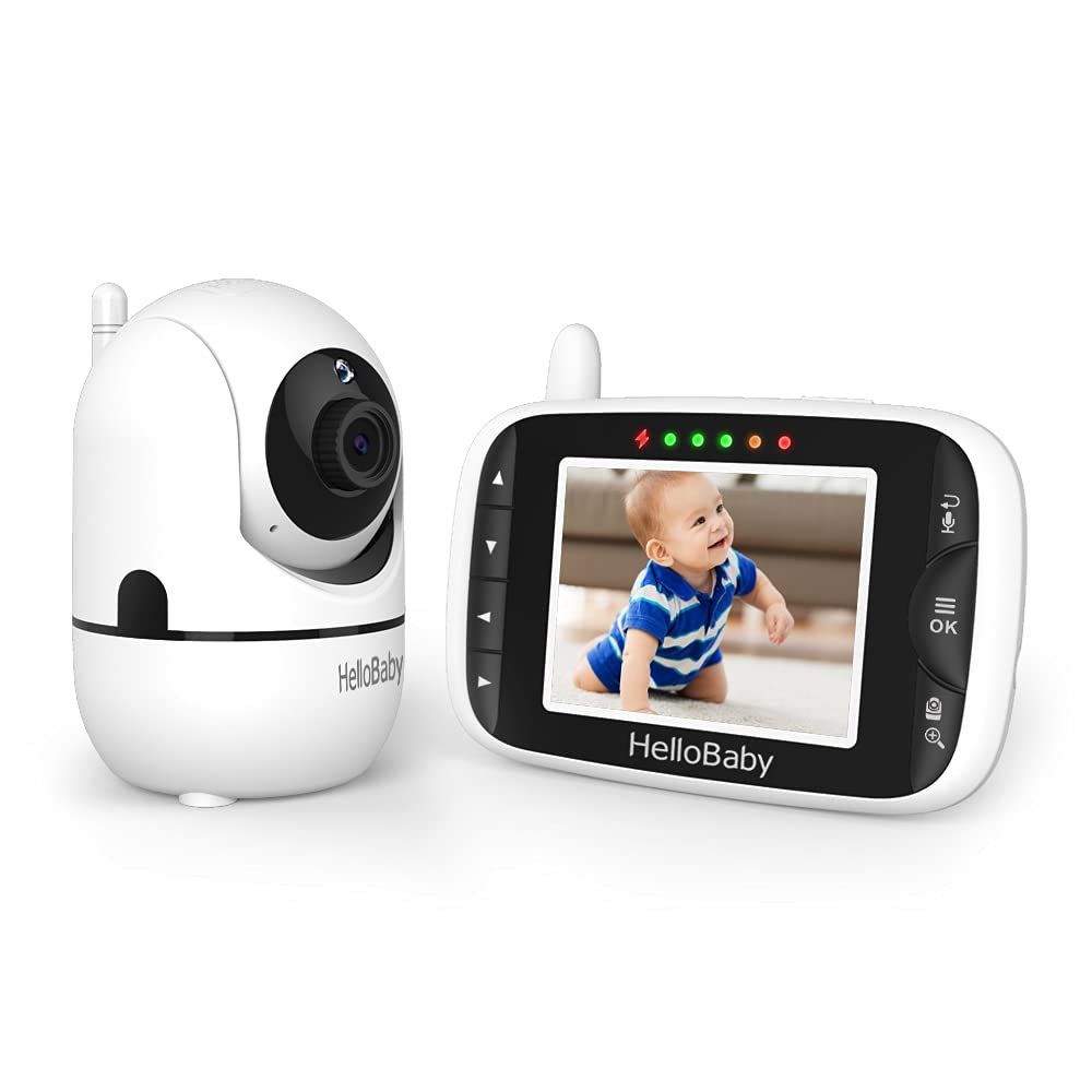 HelloBaby Baby Monitor,Upgrade Baby Monitor with Camera and Night Vision,No Wifi,355°/120° Remote Pan Tilt Camera 2x Zoom, ECO Mode,2-way talk,Up to 1000ft,Temperature
