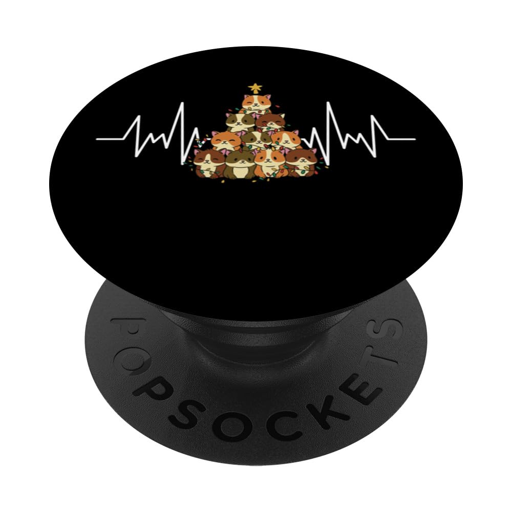 Cute Hamster Lover Retro Hamster Christmas Tree Heartbeat PopSockets Swappable PopGrip