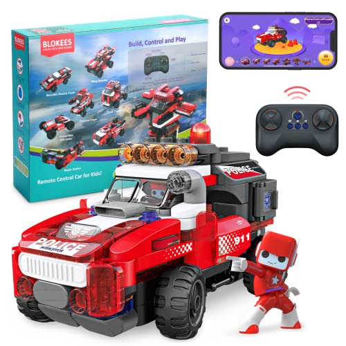 BLOKEES 8-in-1 RC Cars, STEM Building Toys for Kids, Remote Control Car for Boys with Sound, App Based, Educational Construction Toys, Gift for Kids Boys Girls 4 5, 6, 7, 8+, 136 Pcs