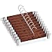 Casafield - 10 Walnut Wooden Pants Hangers with Non-Slip Metal Clips - Premium Lotus Wood & Chrome Swivel Hook for Dress Clothes, Trousers, Skirts, Slacks