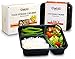 Reusable 3 Compartment Food Storage Containers with Lids by ChefAID - Set of 6 Stackable, Flexible Food, Microwave, Freezer & Dishwasher Safe, Bento Lunch Boxes - Black with cutlery