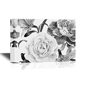 Canvas Wall Art - Flower Petals in Black and White - Gallery Wrap Modern Home Art | Ready to Hang - 12x18 inches