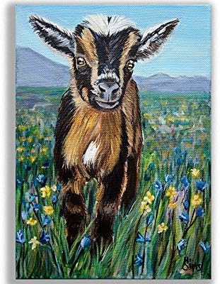 Baby Animals Goat Wall Art Print, 8x10 inch Matted for 11x14 Frame Gift idea Kitchen Farmhouse Decor