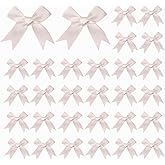 UoeRing 50pcs 3.3" White Self-Adhesive Mini Satin Ribbon Bows for Gift Wrapping, Christmas Wedding Baby Shower Decor, DIY Crafts & Party Favors