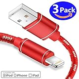 (3 Pack) iPhone Cable, J2cc Premium 3FT 6FT 10FT Nylon Braided Cord Lightning Cable Certified to USB Charging Charger for iPhone 7/7 Plus/6s/6s Plus/6/6 Plus/5/5S/5C/SE/iPad and iPod